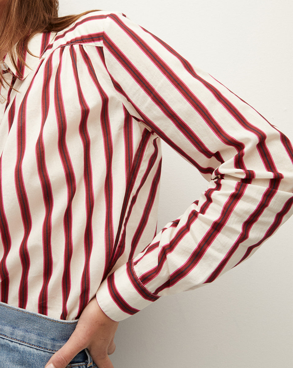 Penneven Susteen salami Cambrie Button-Down Striped Shirt | Veronica Beard