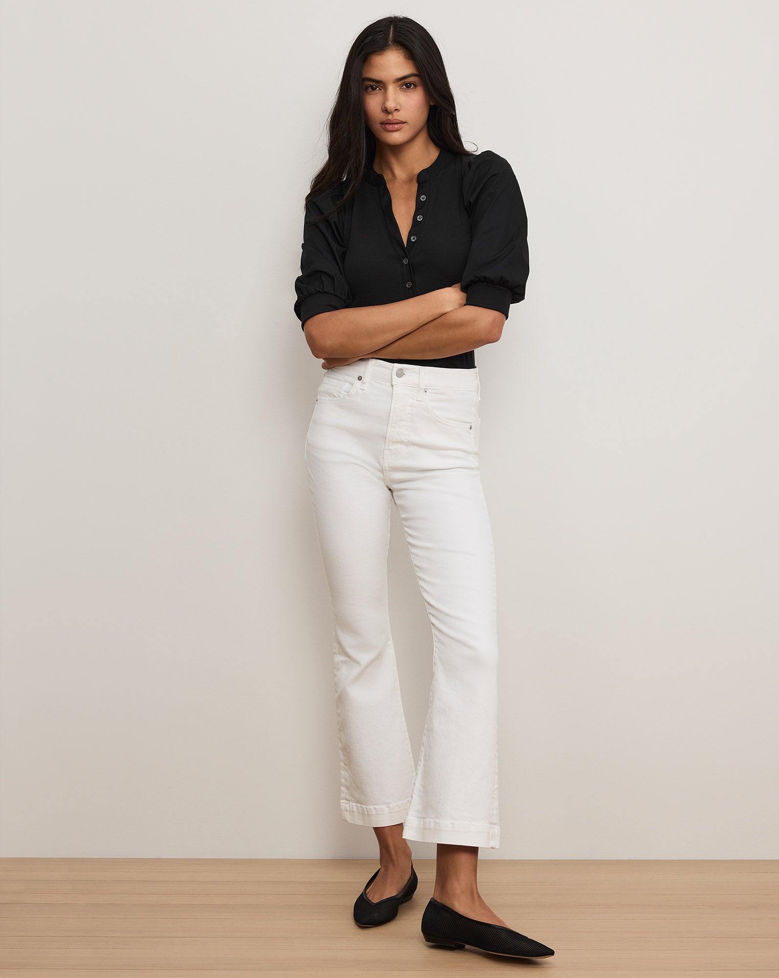 Carson Kick-Flare Jean | Extended in White | Veronica Beard