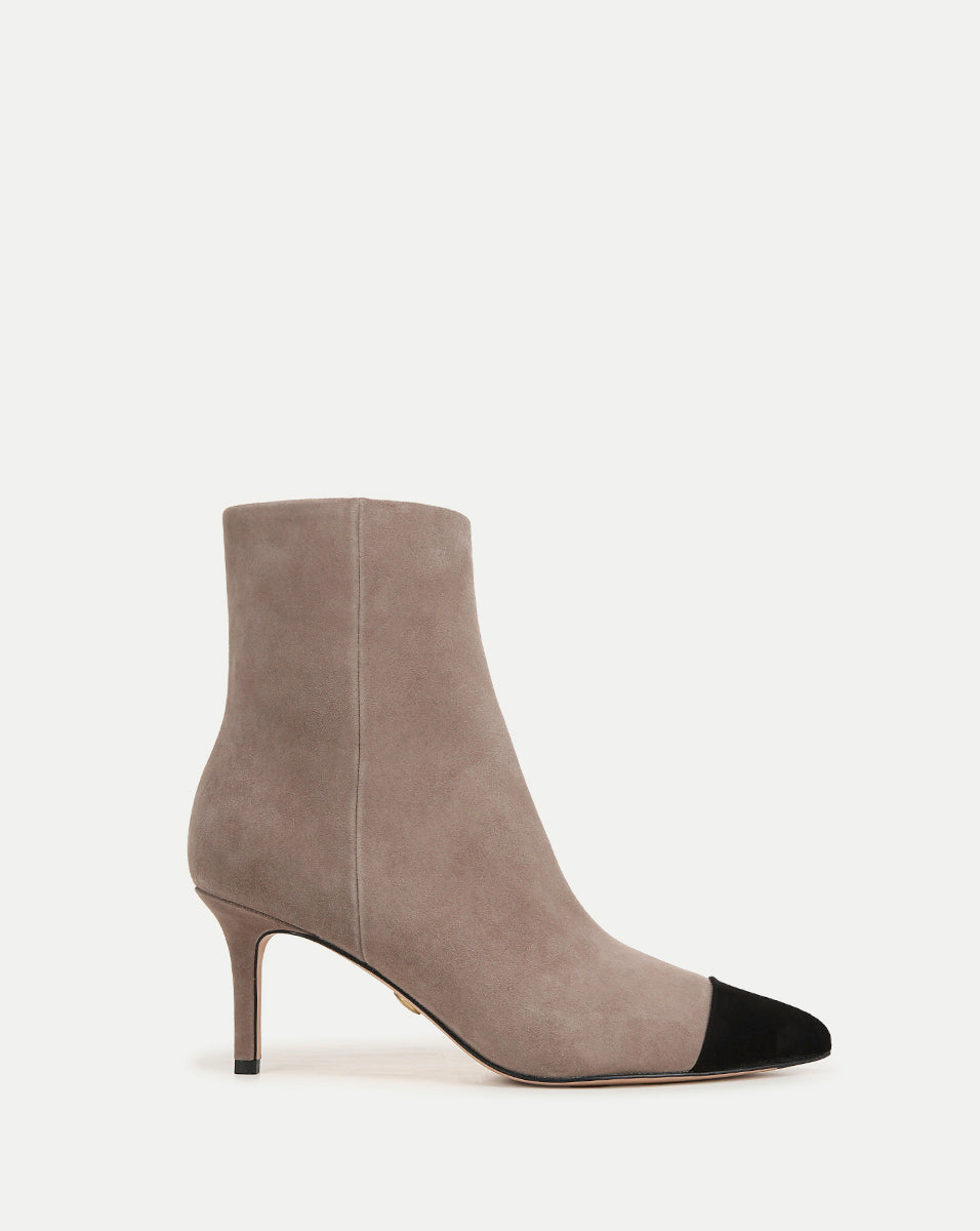 Lisa Cap-Toe Heeled Boots in Taupe Black Veronica Beard