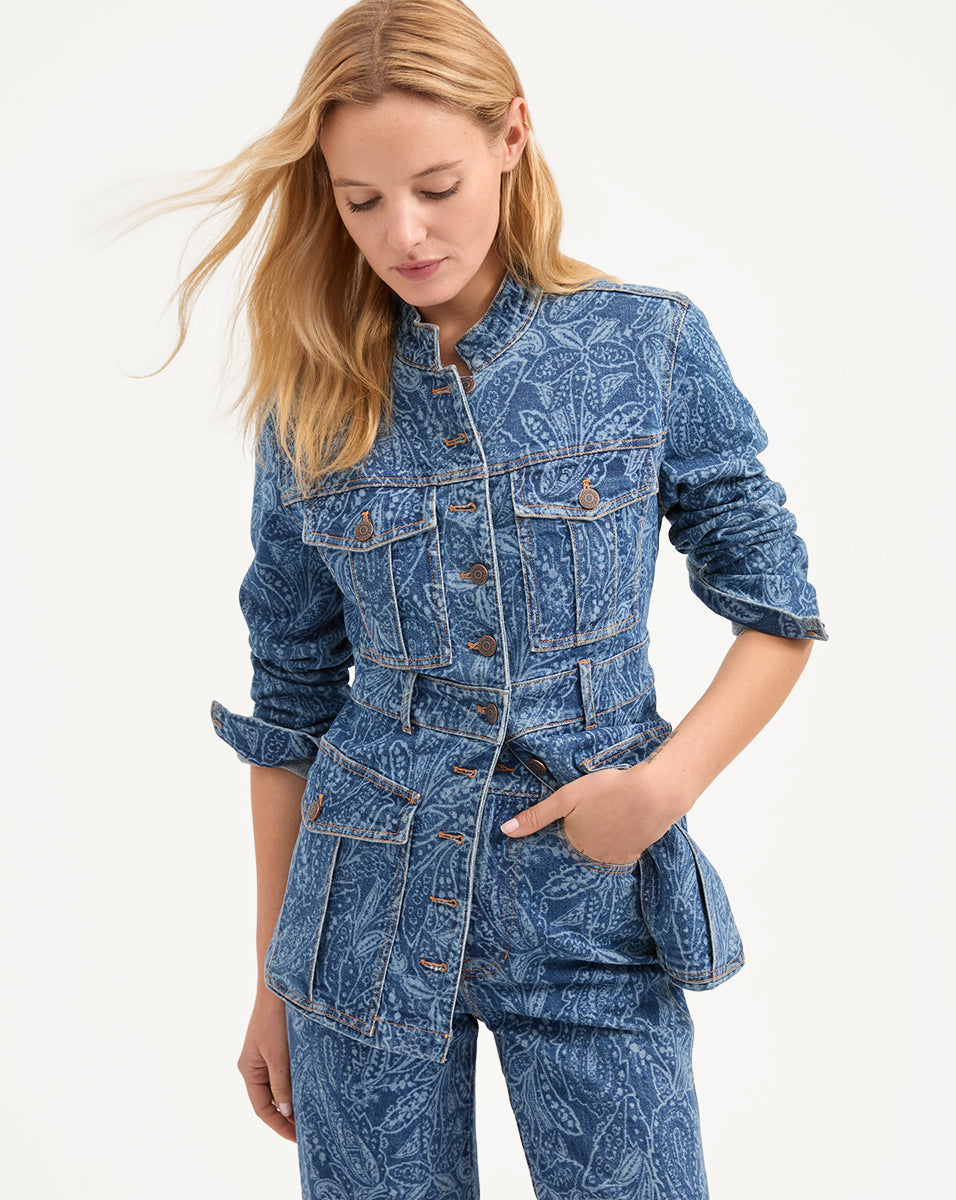 Tika Denim Jacket in Atlantic Paisley | Veronica Beard