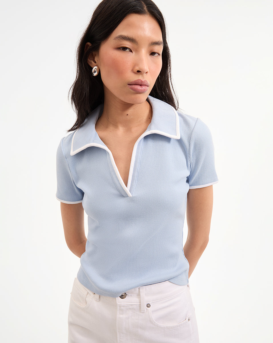 Kearney Short Sleeve Tee With in Light Blue with White Contrast