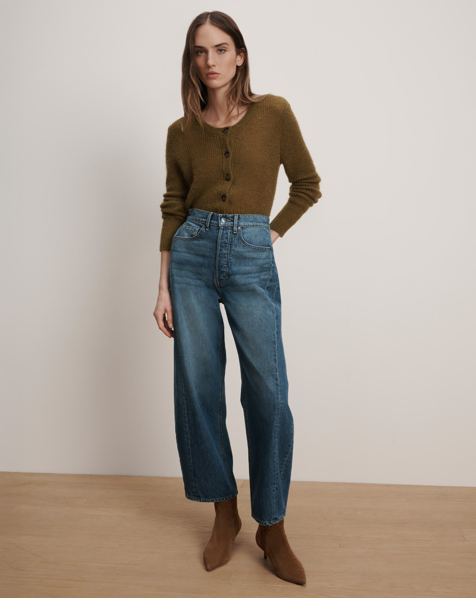 Ryder Barrel Jean in Dark Blue Denim | Veronica Beard