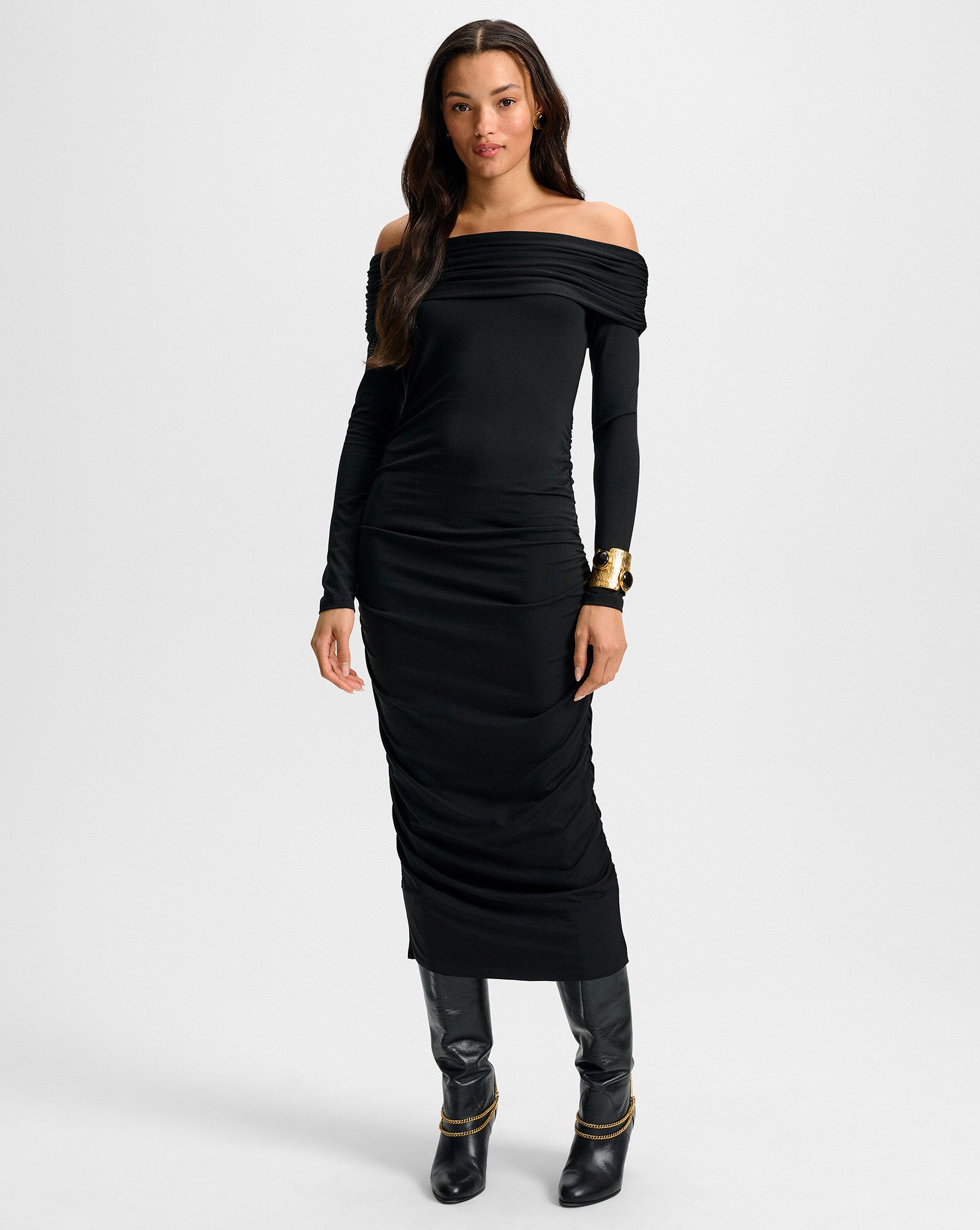 Veronica Beard Tinette Off-The-Shoulder Midi Dress | Black | Size M Veronica Beard Tinette Off-The-Shoulder Midi Dress | Black | Size M
