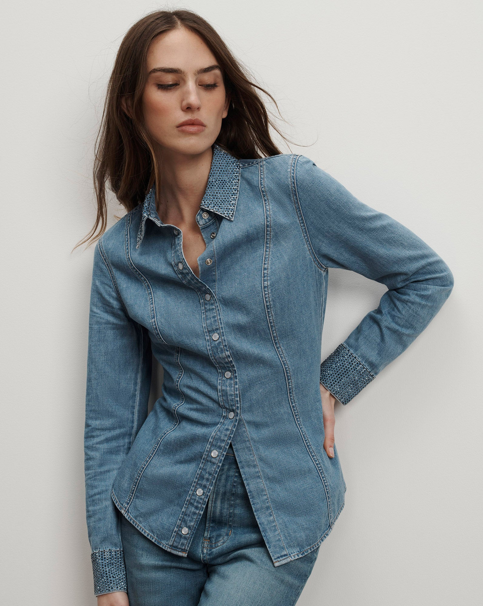 Veronica Beard Eddie Rhinestone Women Shirt - Riviera Breeze Veronica Beard Eddie Rhinestone Women Shirt - Riviera Breeze