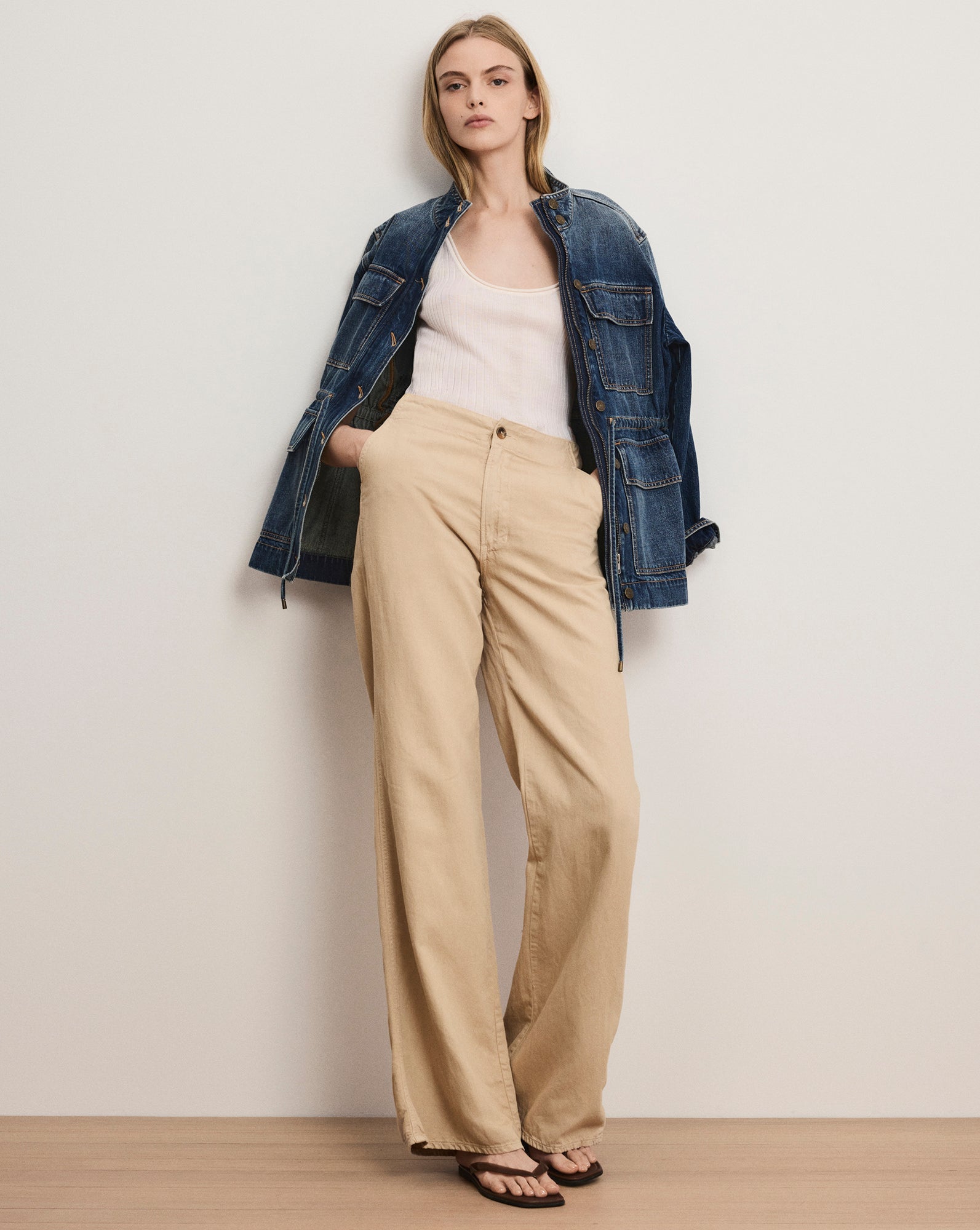 stein 21ss double wide trousers GR.khaki Kasey Wide-Leg Pant in