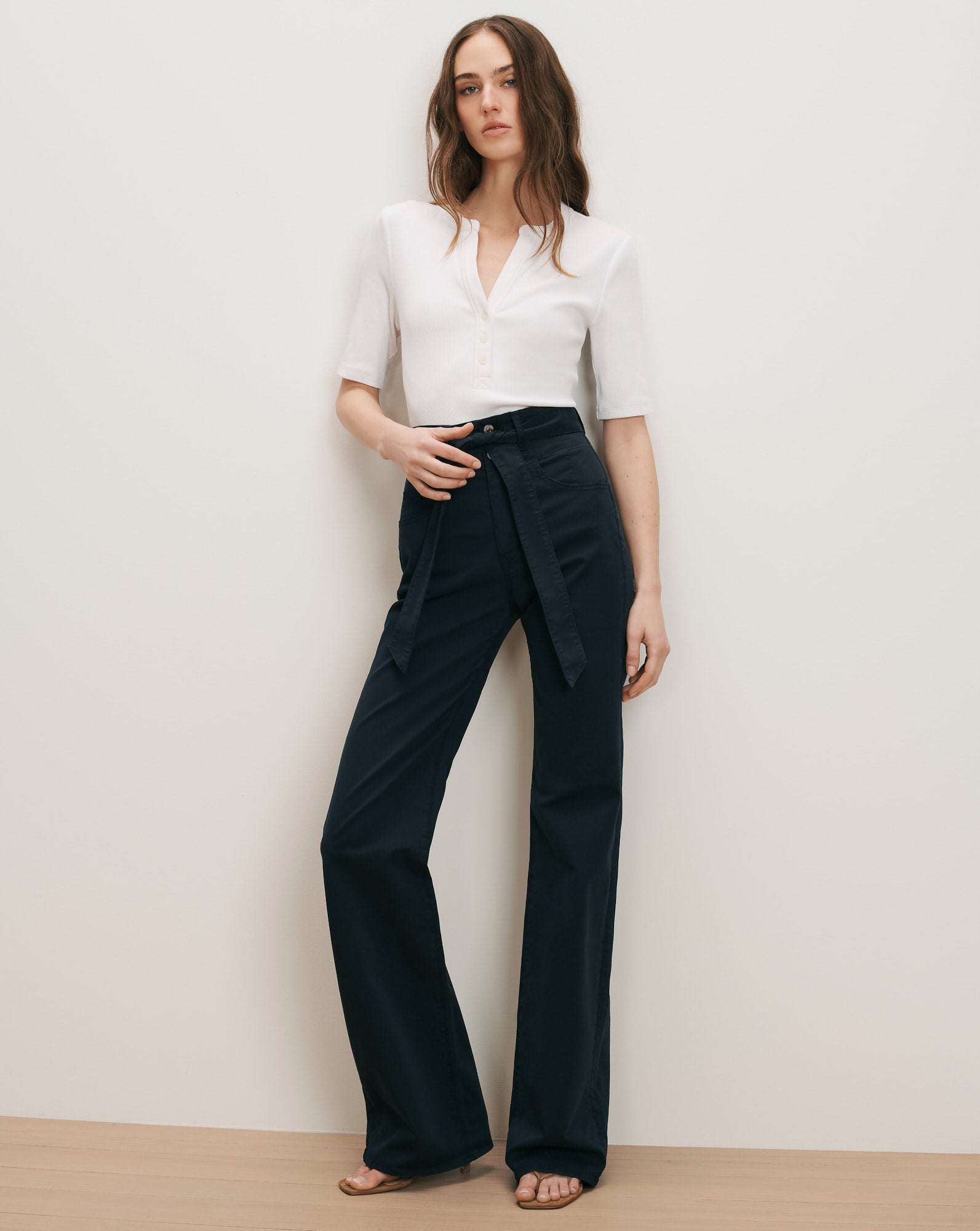 Rosanna Wide-Leg Pant in Navy | Veronica Beard