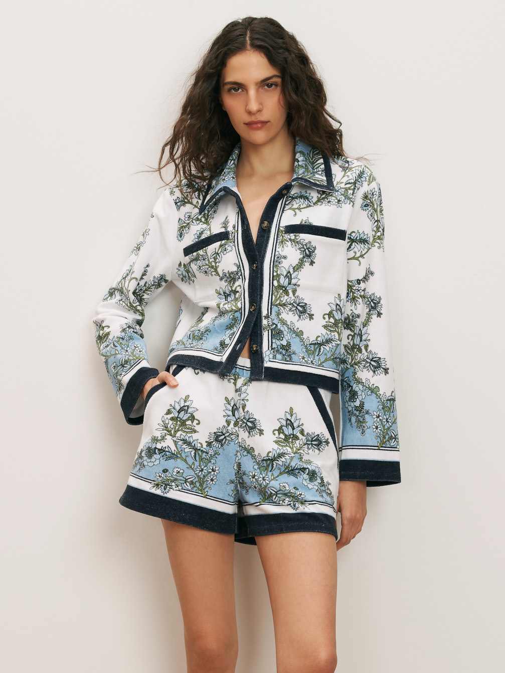 Tijana Terry Short in Blue Jay Multi | Veronica Beard
