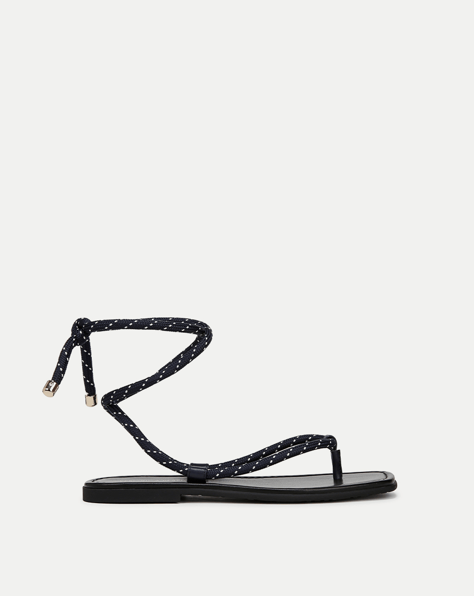 Carmina Cord Wrap Sandal in Eclipse/Coconut | Veronica Beard