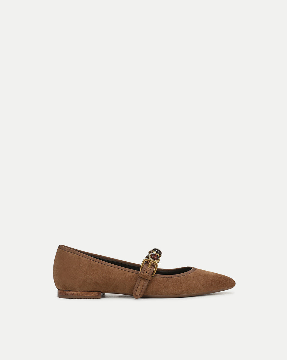 Selene Embellished Flat in Brown | Veronica Beard