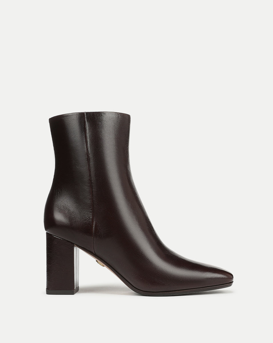 Cera Leather Ankle Boot in Burgundy | Veronica Beard