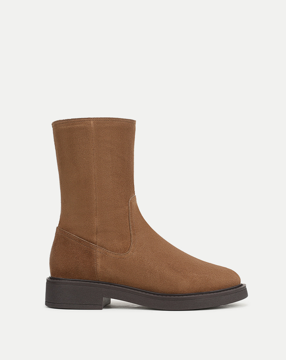 Creswell Shearling Mid-Calf Boot in Tan Suede | Veronica Beard