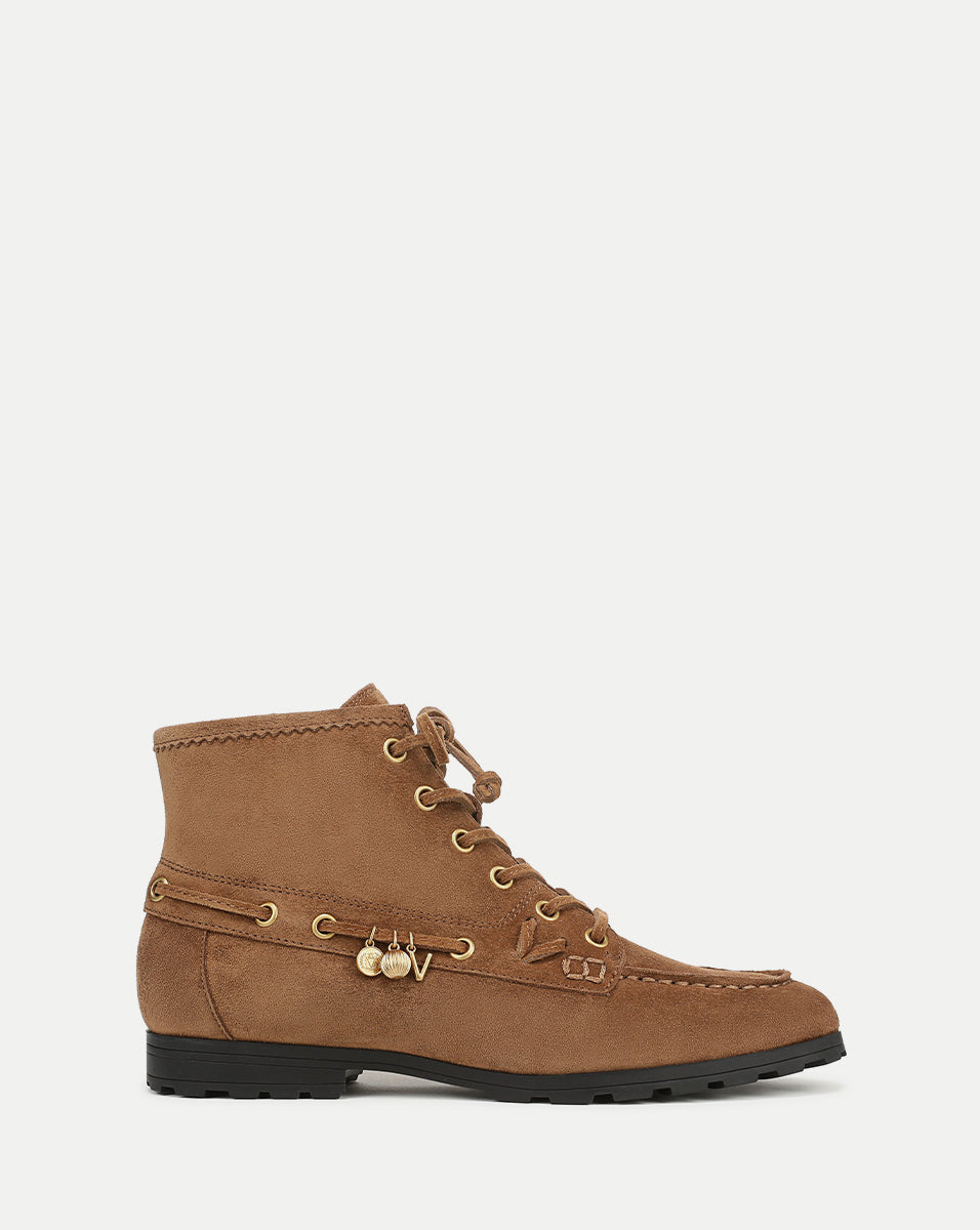 Phaedra Charm Ankle Boot in Tan Suede Hazelwood | Veronica Beard