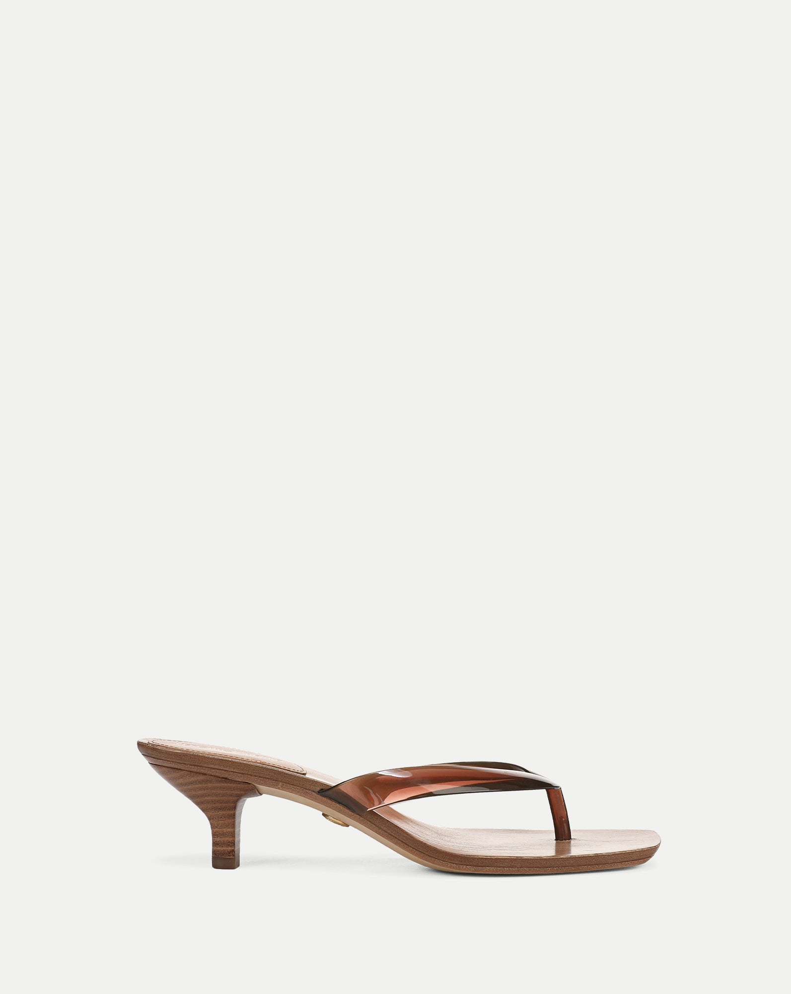 Clea Jelly Kitten-Heel Sandal in Brown Hazelwood | Veronica Beard