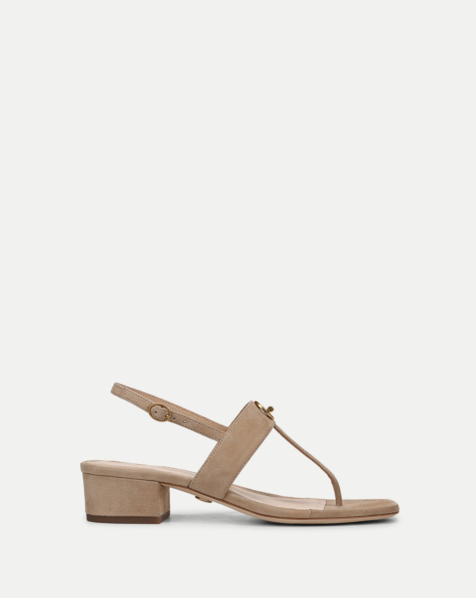 Andie Toggle Block-Heel Sandal in Sand | Veronica Beard