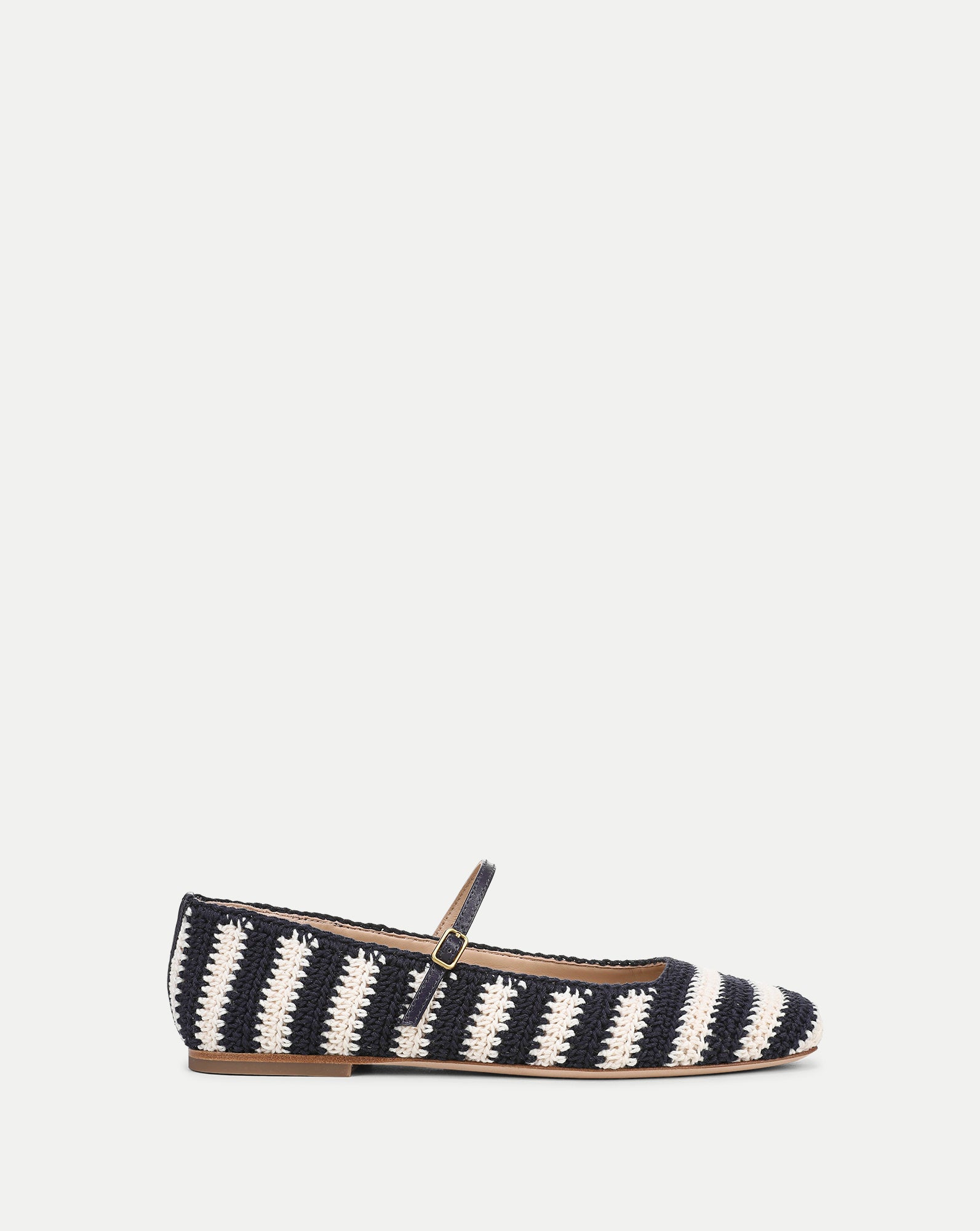 Ellie Crochet Flat in Navy/Ecru | Veronica Beard