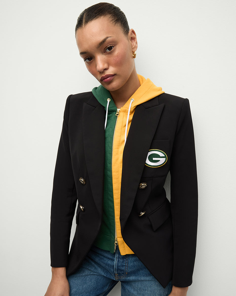 Green Bay Packers Dickey Jacket in Black/Gold Veronica Beard