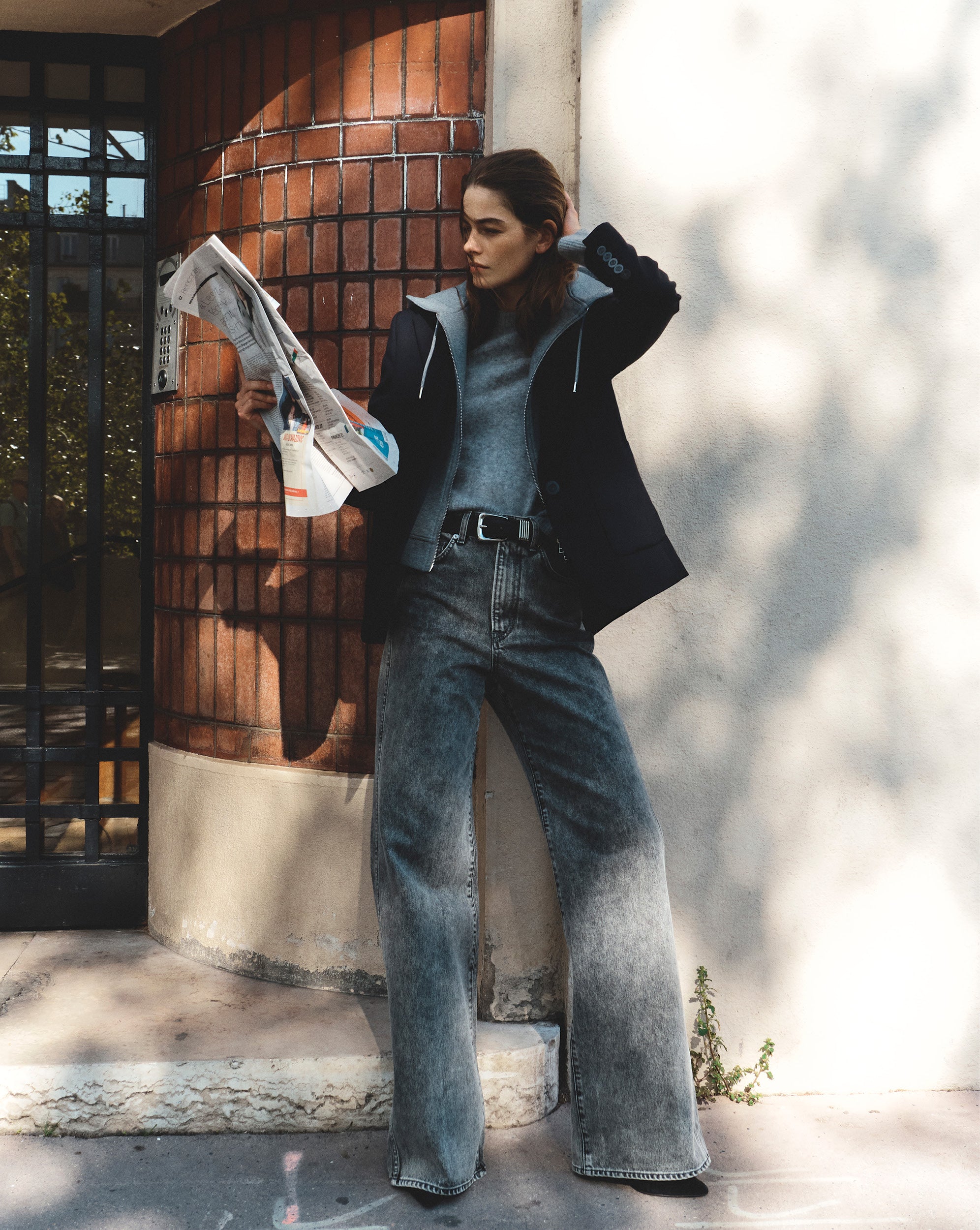 Taylor Wide-Leg Jean in Grey Volcanic Dust | Veronica Beard