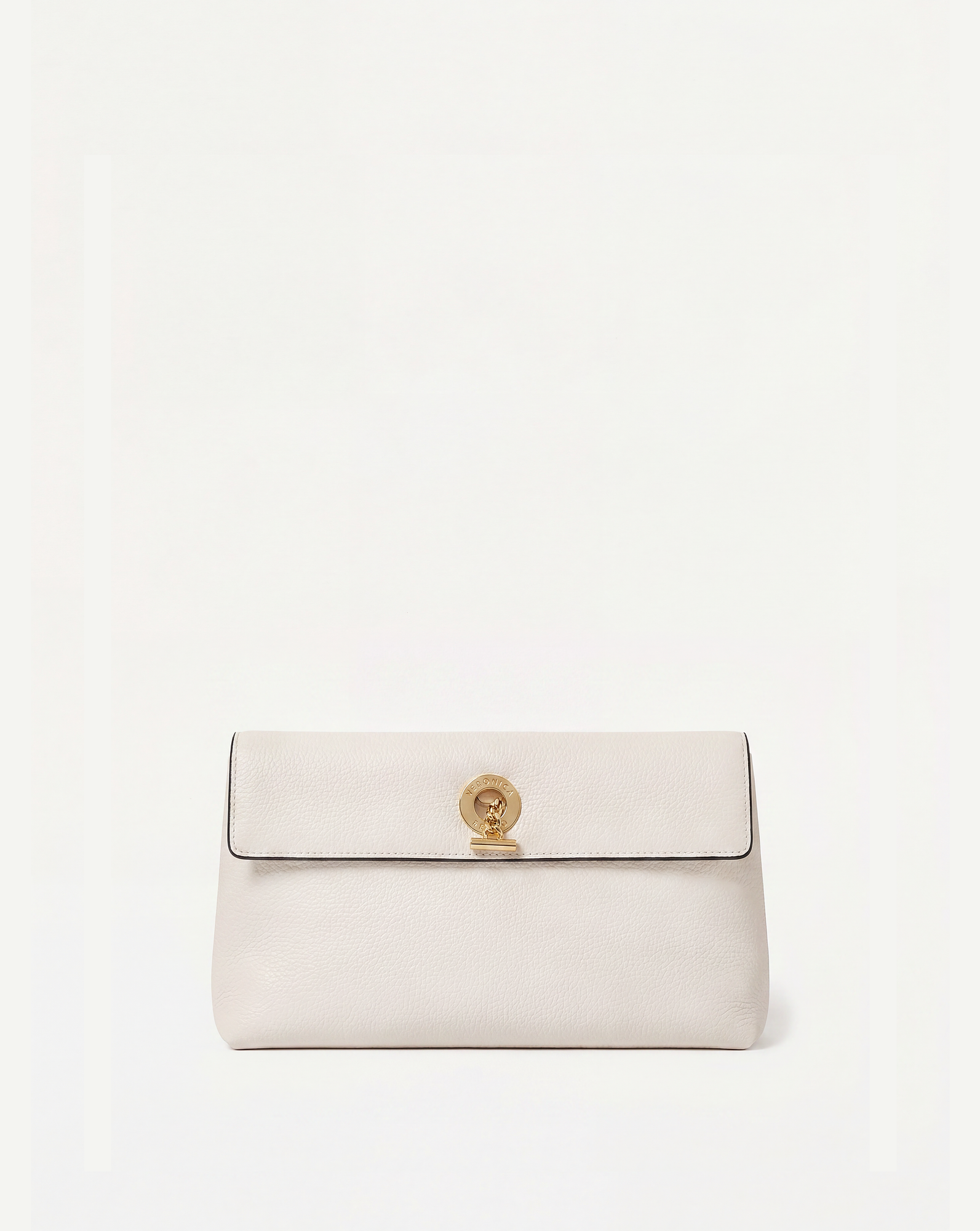 Anchor Clutch in Off White Pebbled Leather | Veronica Beard