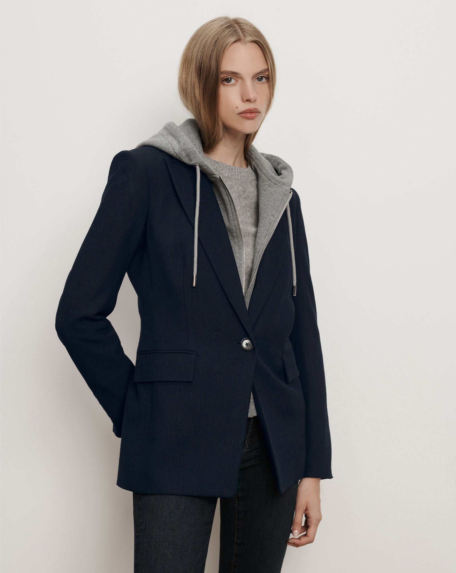 Long and Lean Dickey Jacket in Navy Veronica Beard