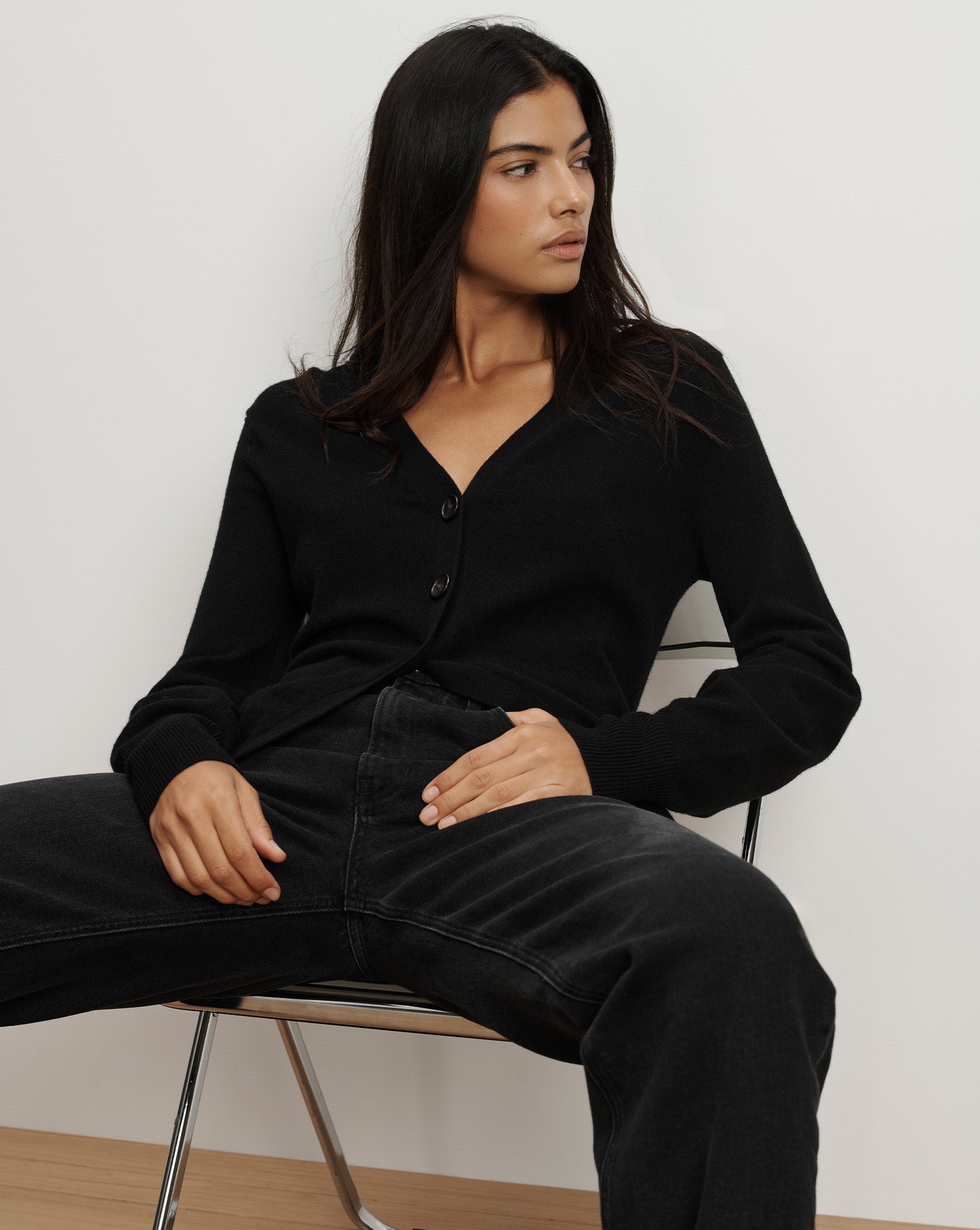 Lamotte Cashmere Cardigan in Black | Veronica Beard