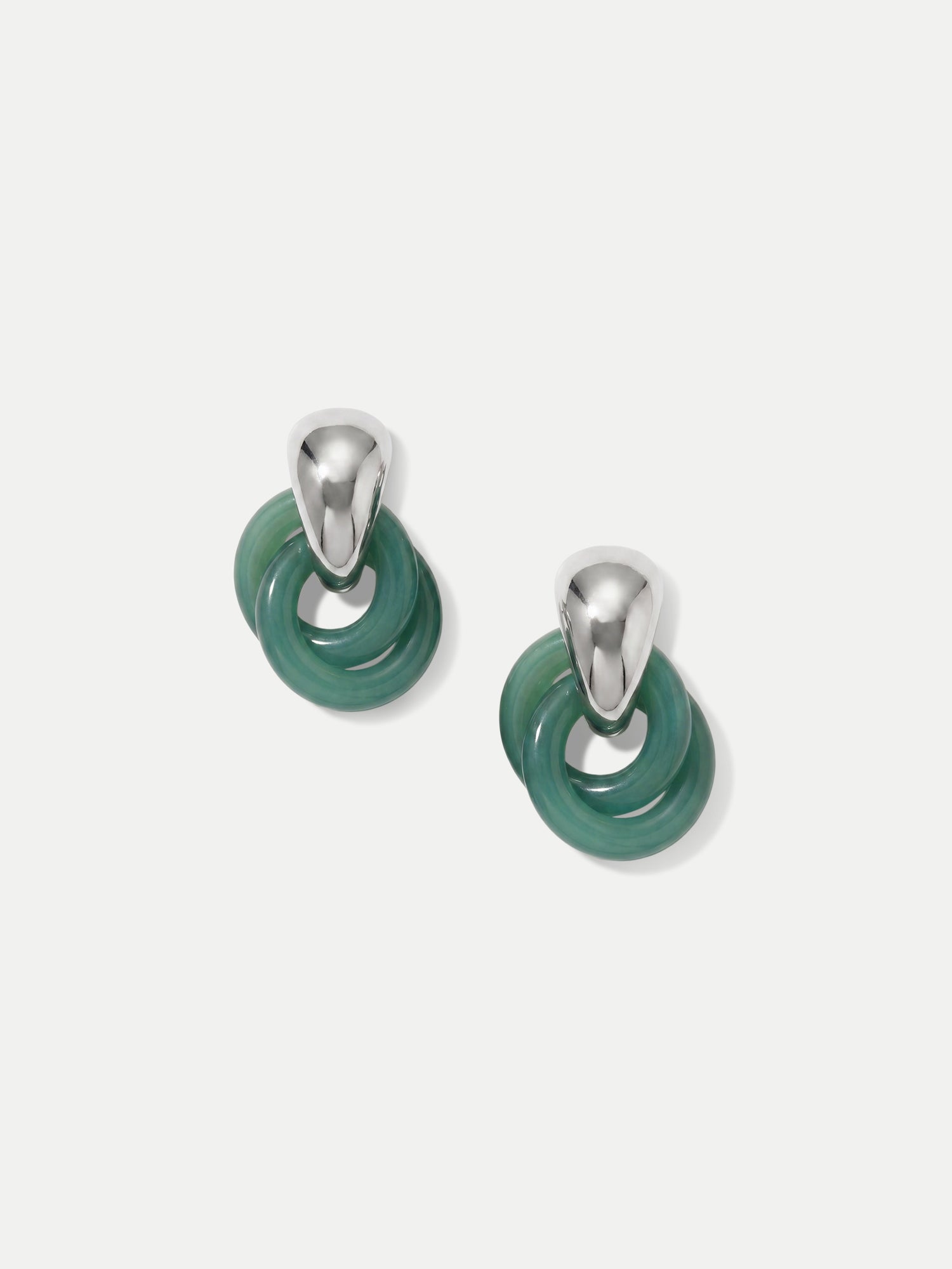 Resin Link Drop Hoop Earring in Green/Silver | Veronica Beard