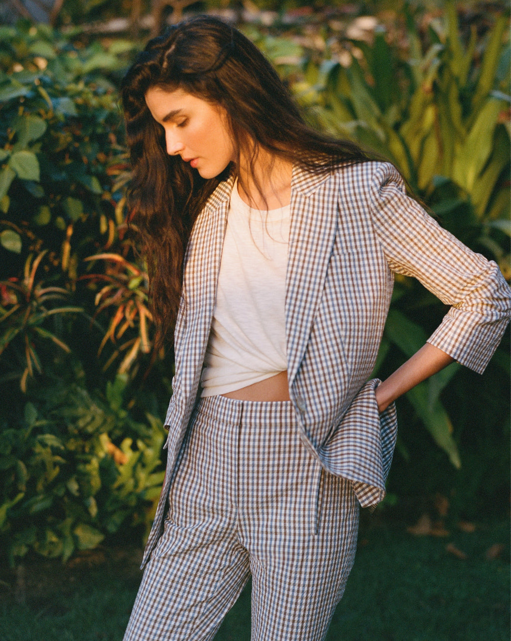 Veronica Beard Clayton Gingham Dickey Jacket - Acorn Multi