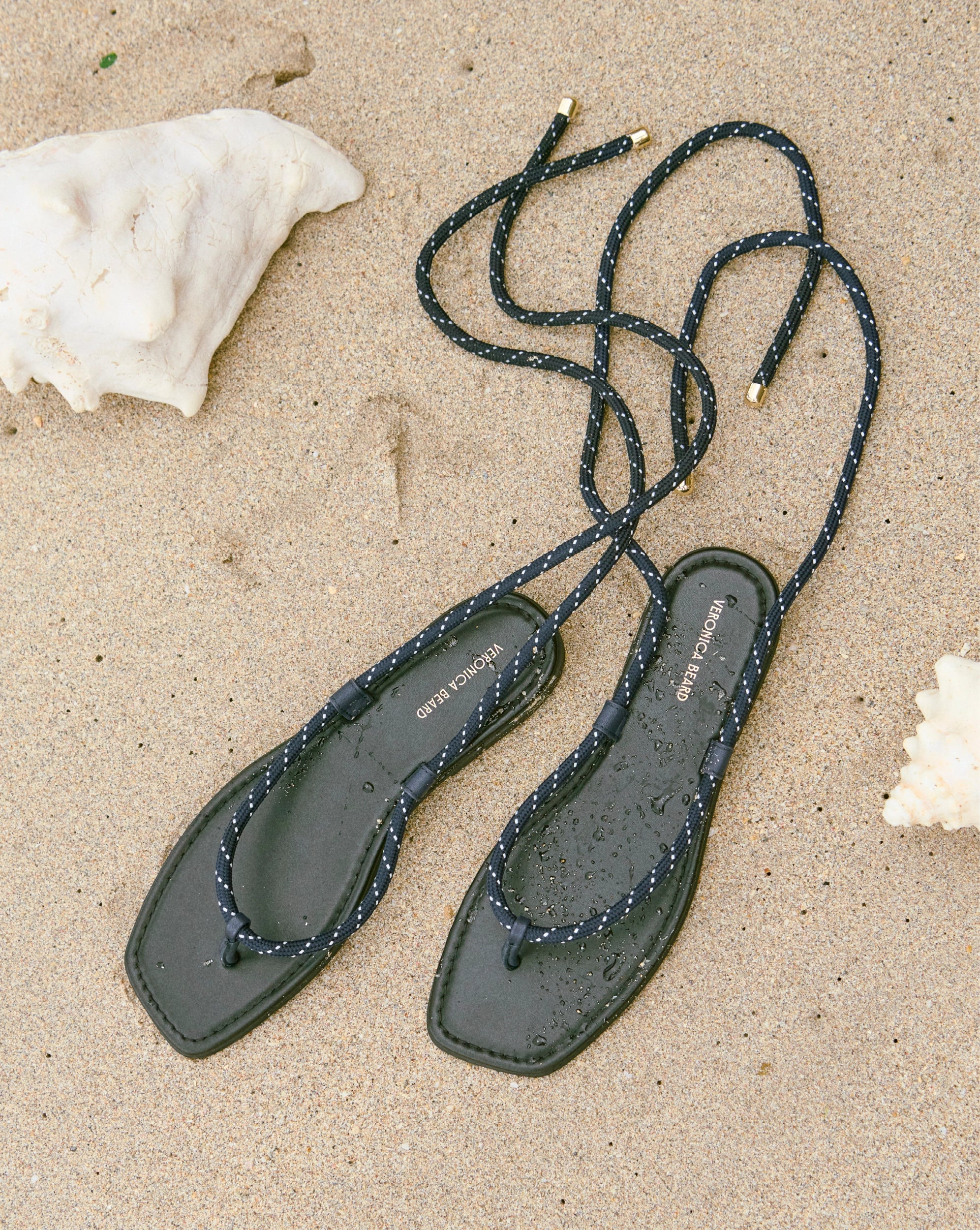 Carmina Cord Wrap Sandal in Eclipse/Coconut | Veronica Beard