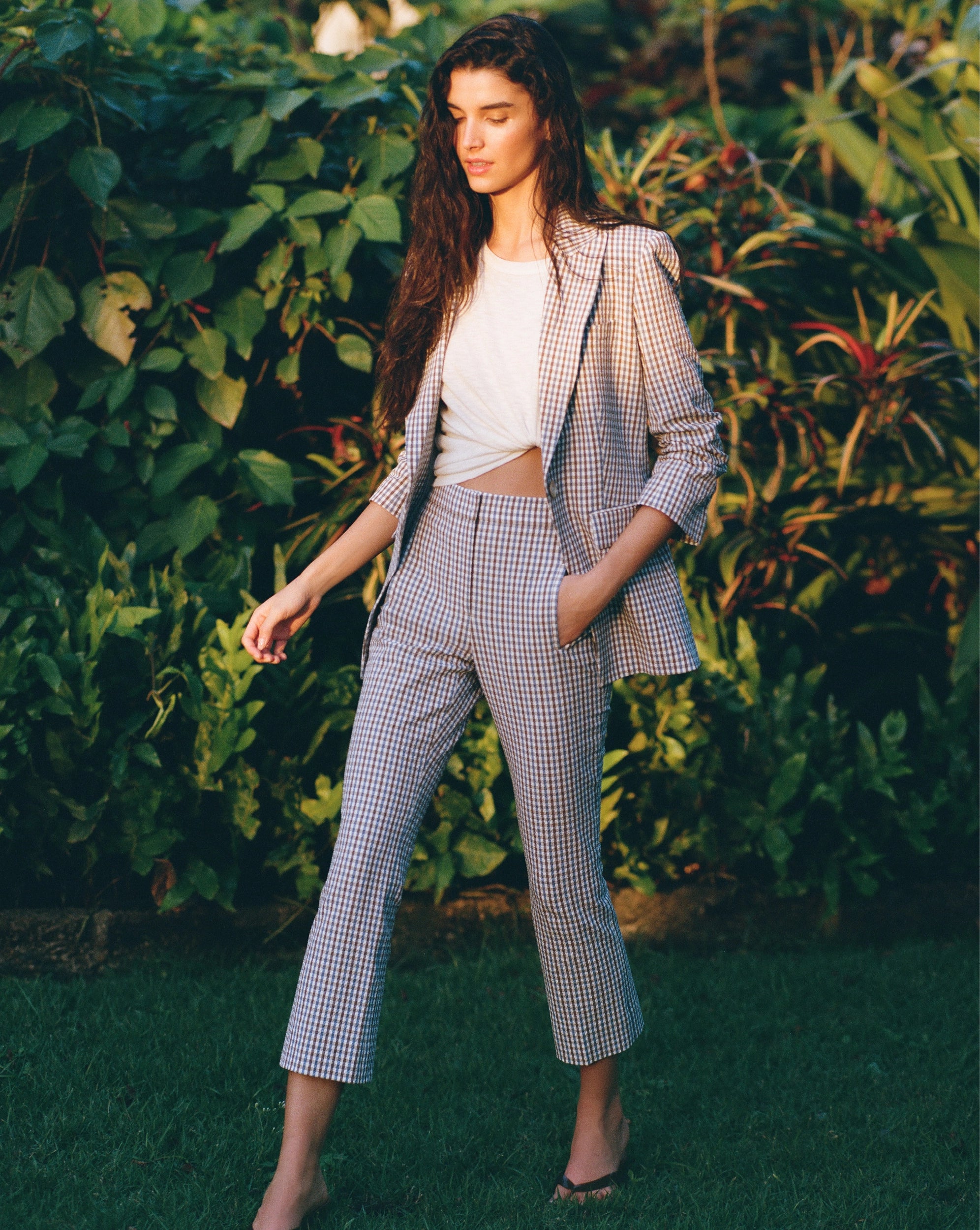 Veronica Beard Clayton Gingham Dickey Jacket - Acorn Multi