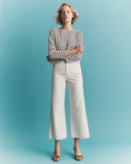 Veronica Beard Taylor Cropped Wide-Leg Jean - White