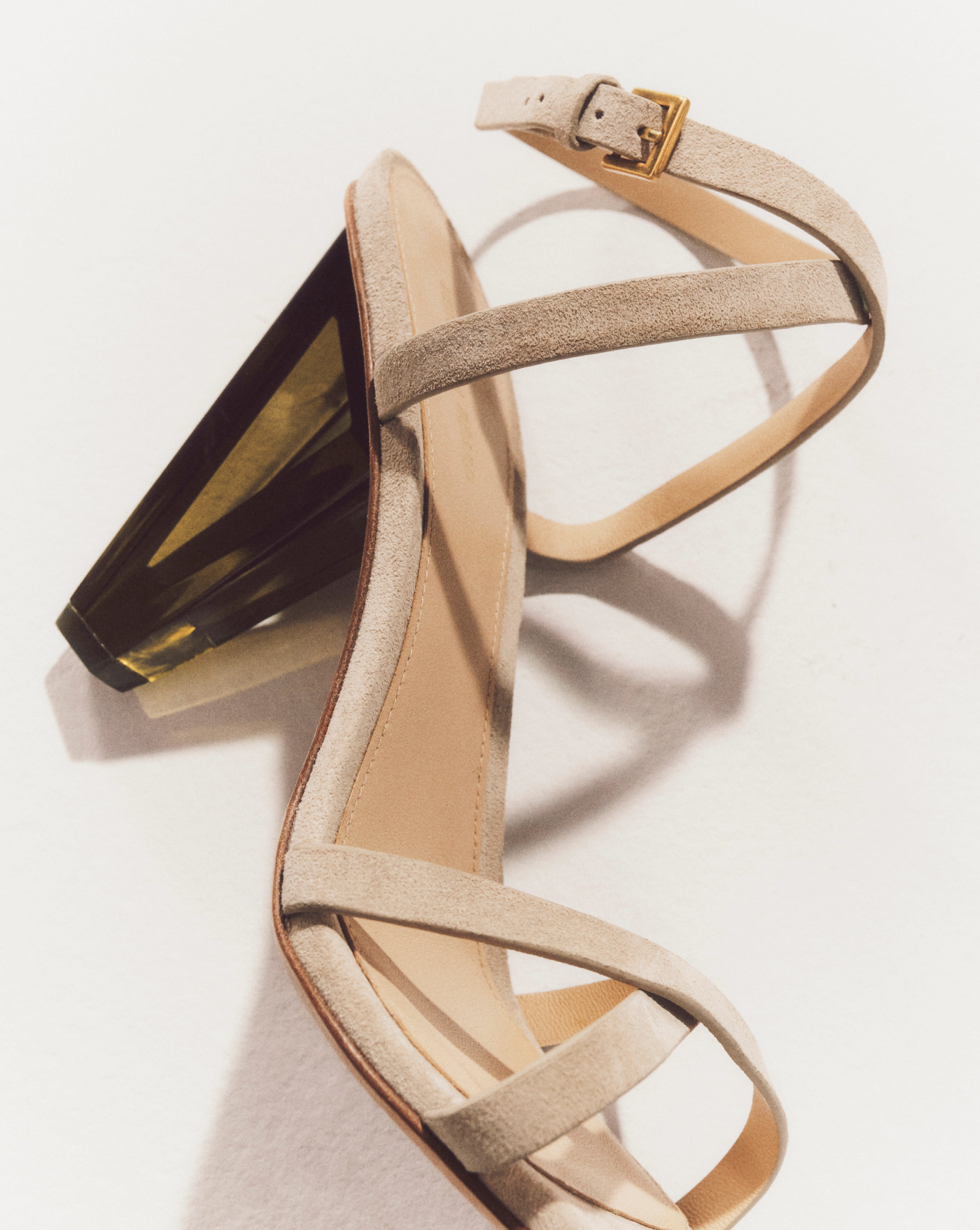 Lanaya Suede Ankle-Wrap Sandal in Stone Khaki | Veronica Beard