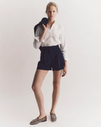 Veronica Beard Marbeau Pleated Short - Navy