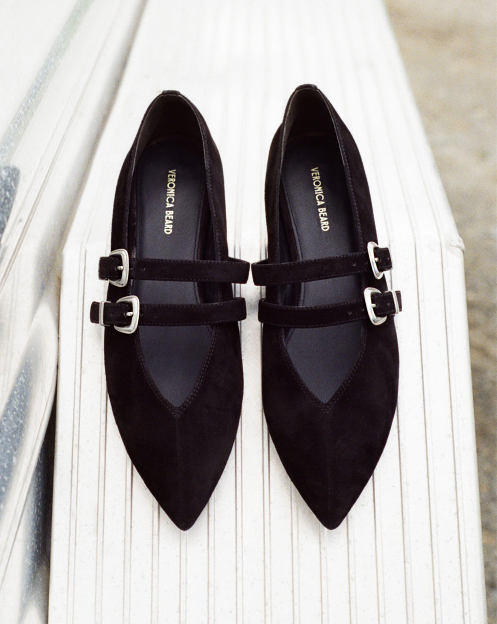 Veronica Beard Bancroft Suede Mary Jane Flat - Black
