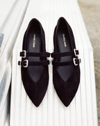 Veronica Beard Bancroft Suede Mary Jane Flat - Black