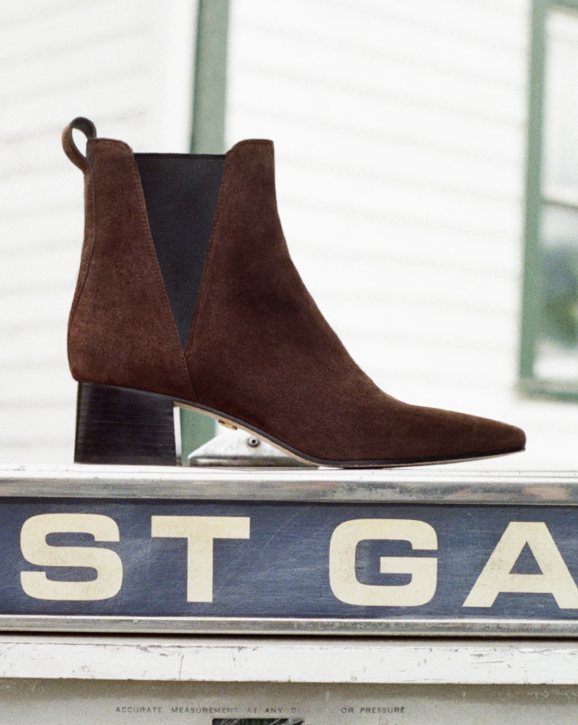 Veronica Beard Brown suede Chelsea boots with a pointed toe.