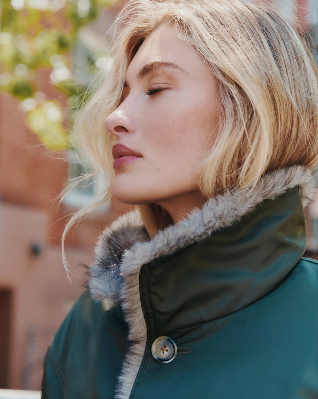 Veronica Beard Brown faux fur jacket with high collar.