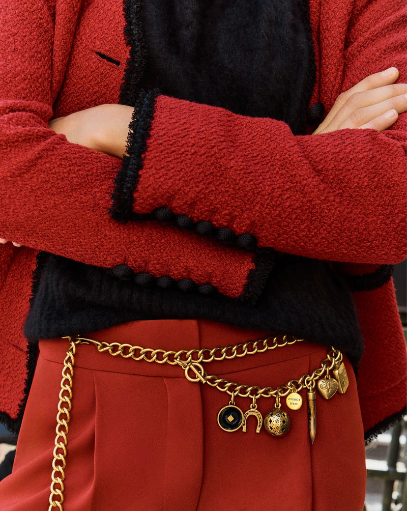 Veronica Beard Gold chain belt with charms