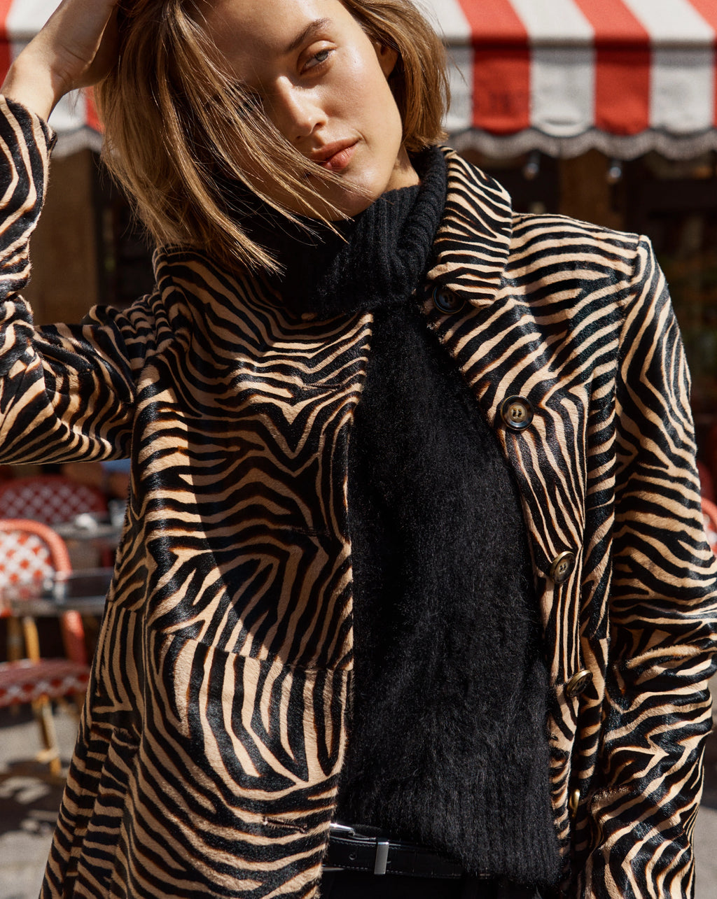 Veronica Beard Brown and black zebra print buttoned jacket.