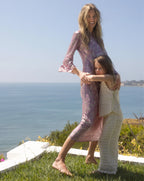Veronica Beard Pink floral satin maxi dress with bell sleeves.