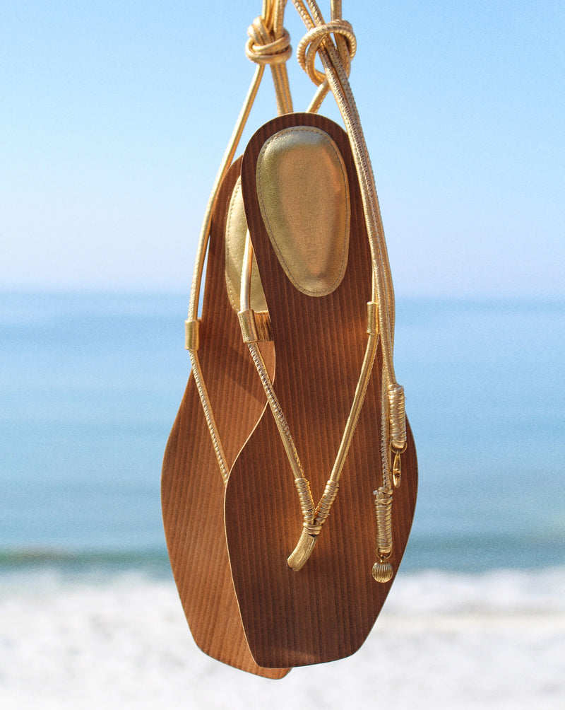 Veronica Beard Rosetta Wrap Sandal - Pale Gold