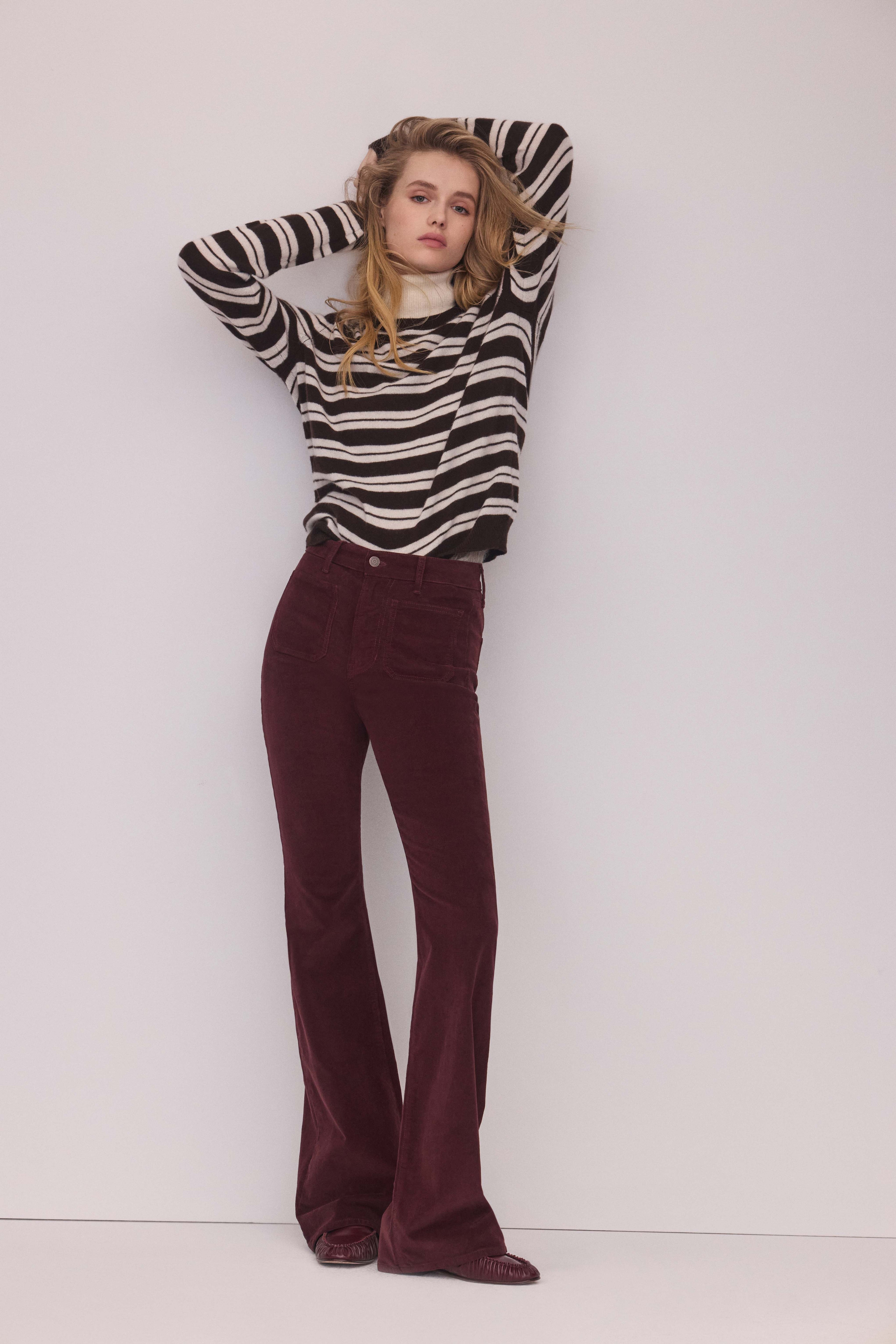 Veronica Beard Brown and white striped knit sweater.