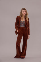 Veronica Beard Brown corduroy blazer with single button closure.