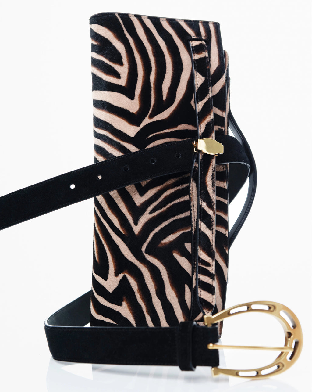 Veronica Beard Brown and black zebra print handbag with handle.