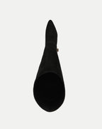 Veronica Beard Black suede pointed-toe boot with gold accent.