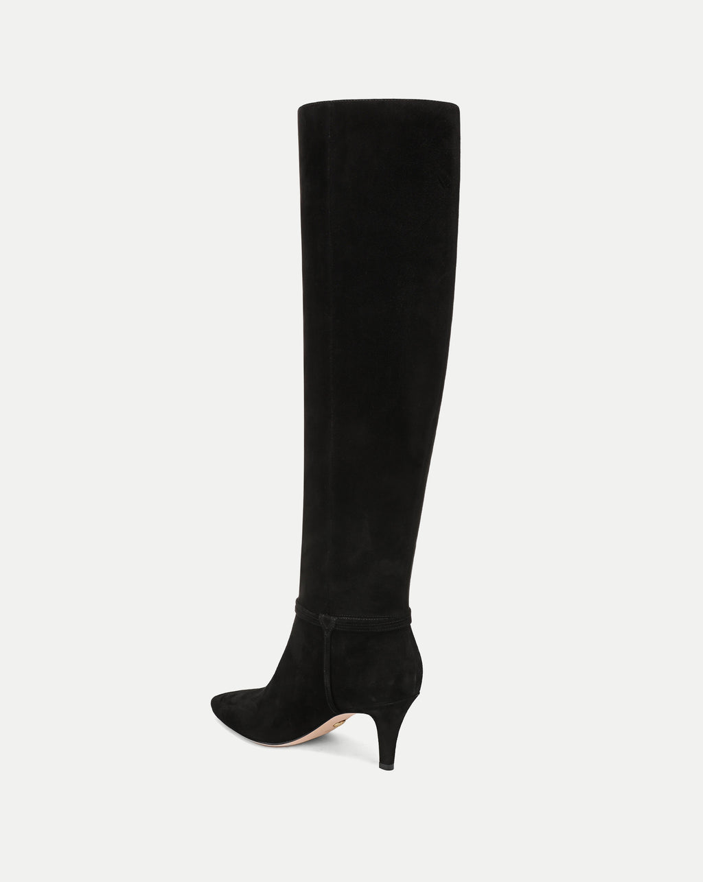 Veronica Beard Black suede knee-high boot with kitten heel