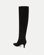 Veronica Beard Black suede knee-high boot with kitten heel