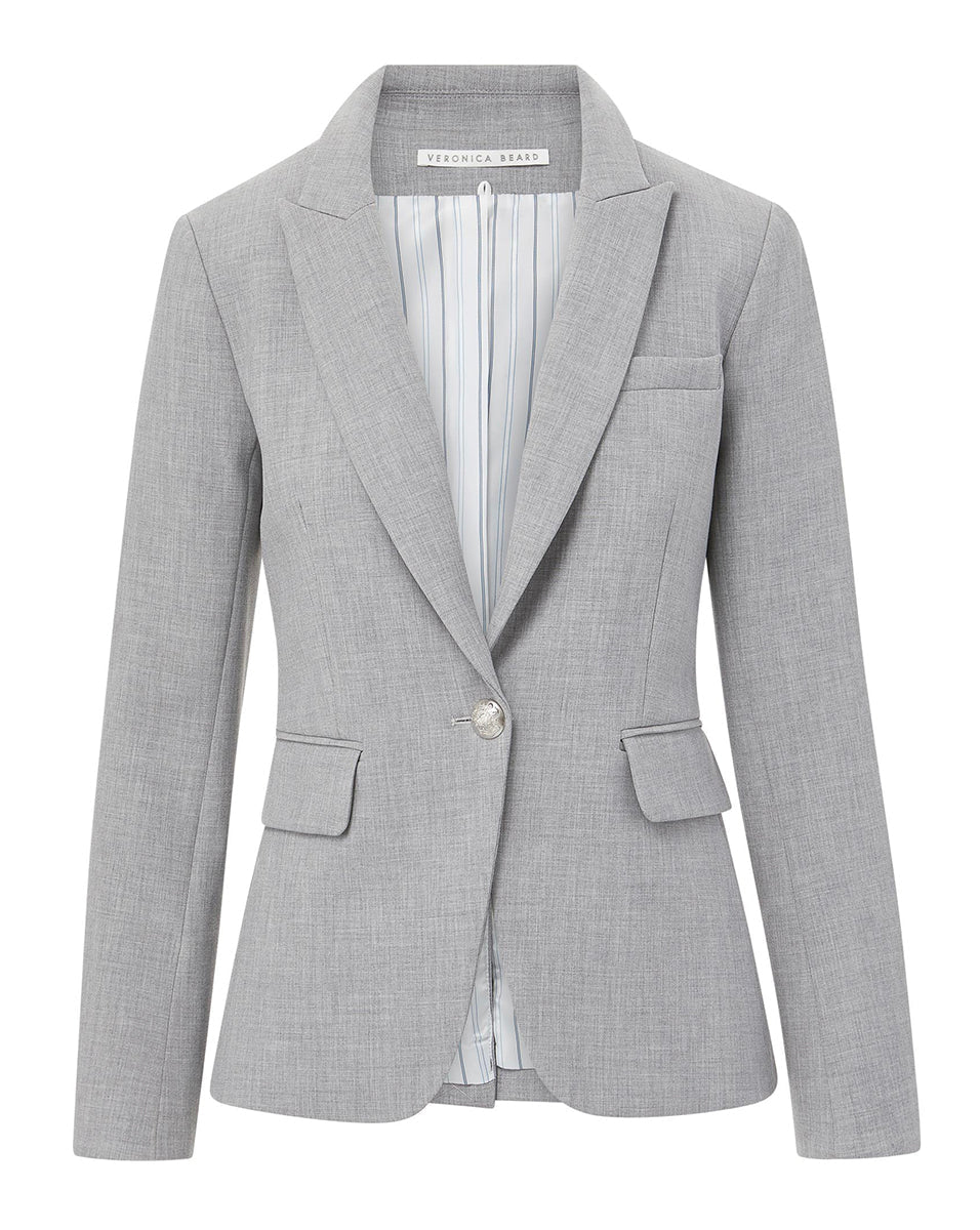 Veronica Beard Cutaway 2024 Wool-Blend Dickey Jacket Blazer in Oatmeal