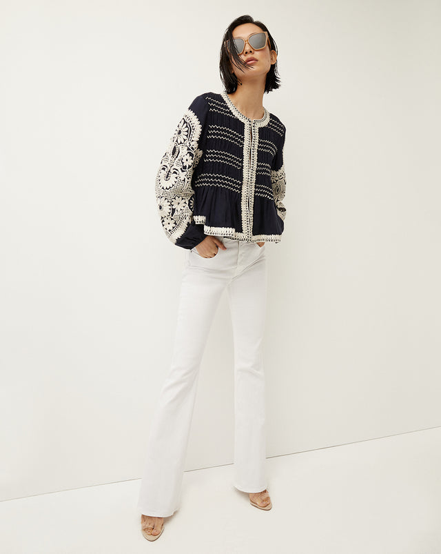 Dorian Embroidered Linen Jacket | Veronica Beard