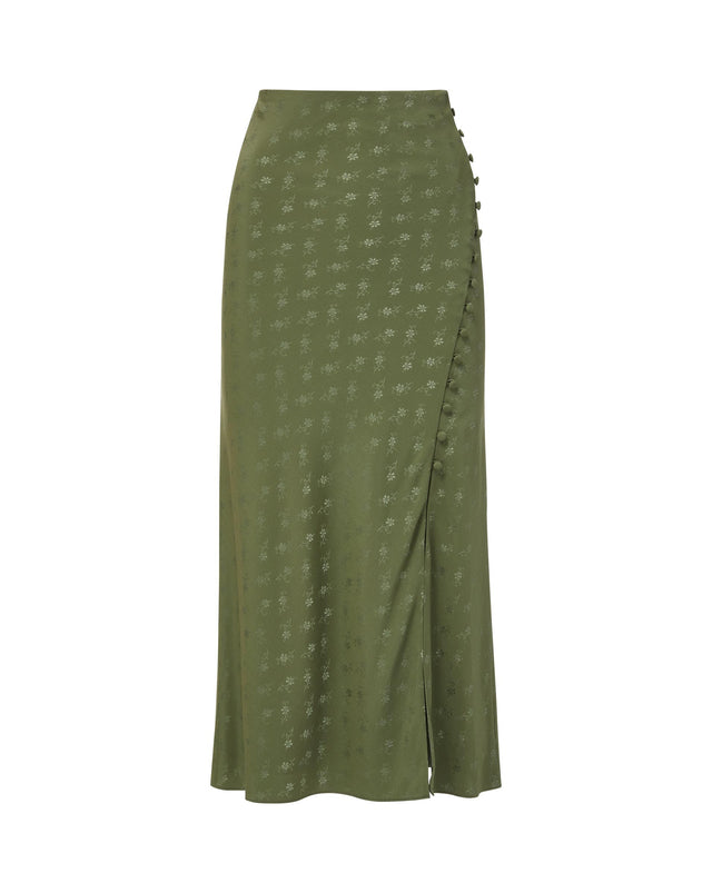 Franconia Silk Jacquard Skirt - Bright Army - 4