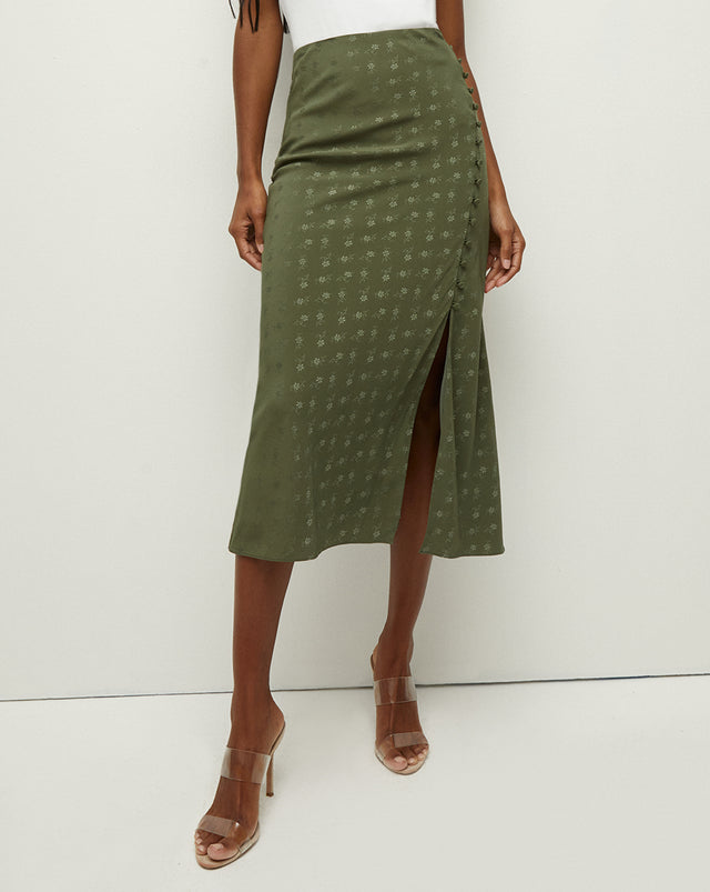 Franconia Silk Jacquard Skirt - Bright Army - 2