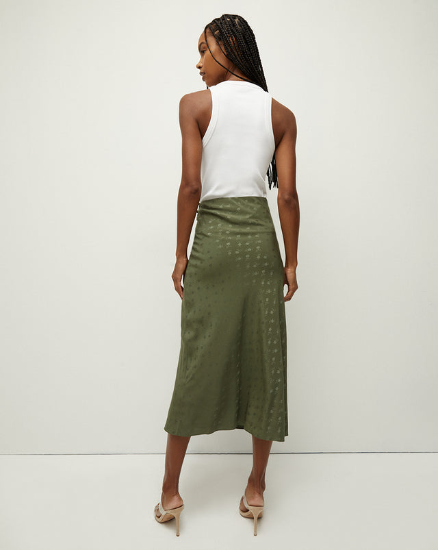 Franconia Silk Jacquard Skirt - Bright Army - 3